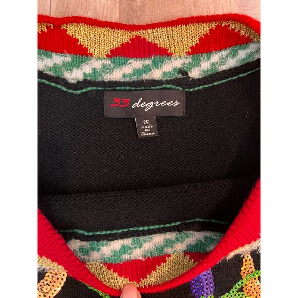33 Degrees Christmas Sweater Women Med Black Red Dog Graphic Ugly Sweater Jingle - Picture 8 of 9
